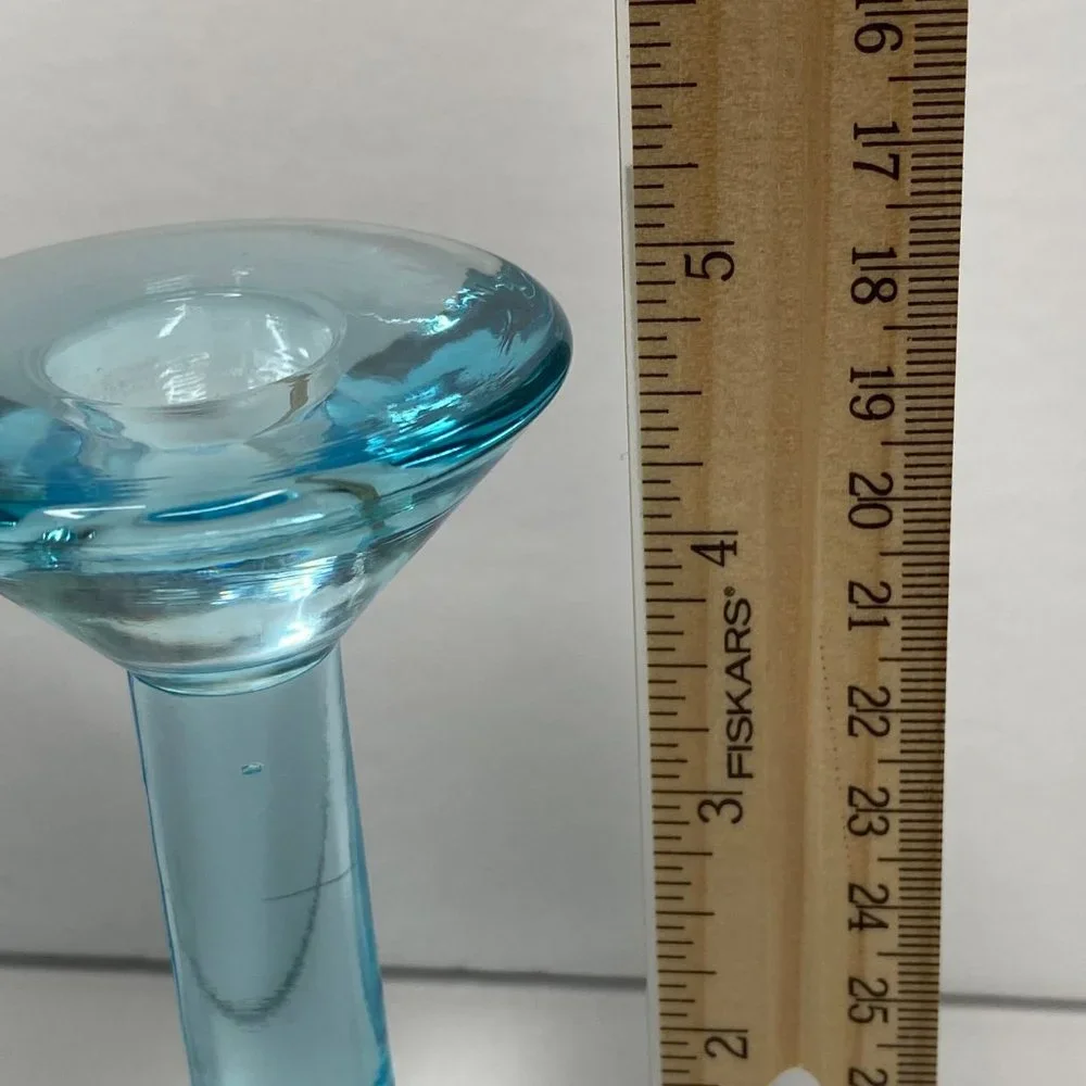 Ikea Blue Glass Candle Stick Holder Martini Glass Style Votive Decor 5